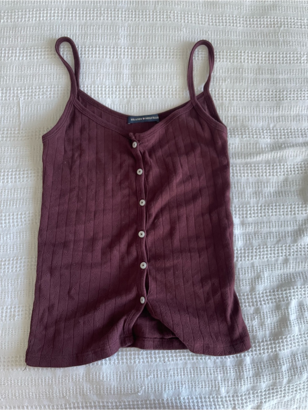 Brandy Melville Ribbed Button-Front Wine Camisole